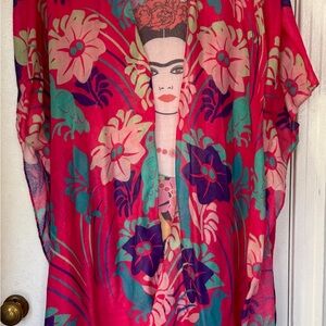 Classic Artistic Kimono with Floral and Portrait Design